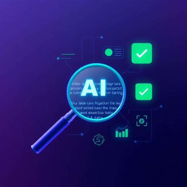AI content detection with magnifying glass analyzing text